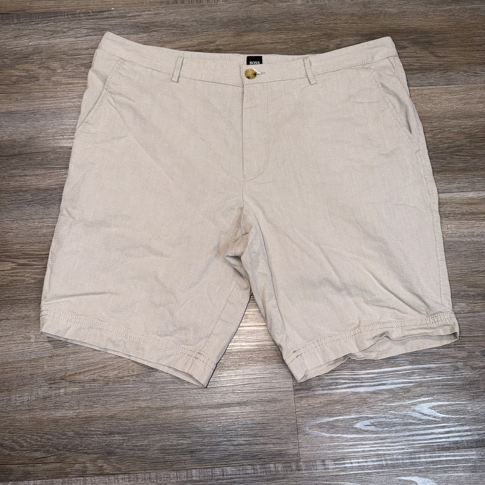 Hugo Boss Pants Mens 36W Khaki Stretch Flat Front Chino Golf